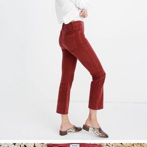 Madewell rust corduroy Cali Demi boot cut pants size 25